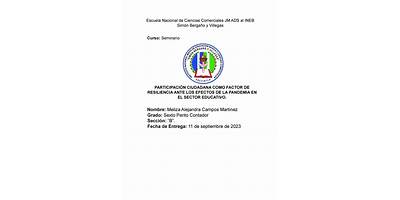 ESCUELA NACIONAL DE CIENCIAS COMERCIALES ADS. AL INEB SIMON BERGAÑO Y VILLEGAS